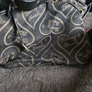 Dooney & Bourke Black and Gold Heart Shoulder Bag